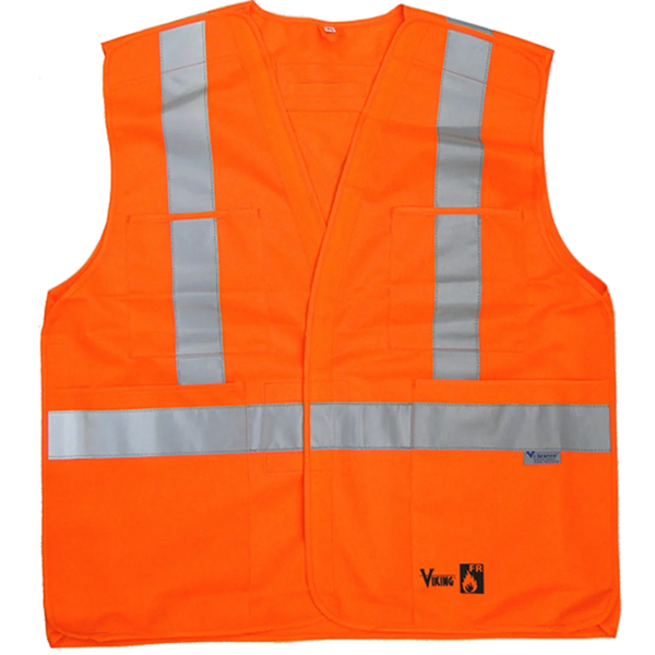 Viking 6136FR Hi-Viz Orange FR 5 Point Tear Away Safety Vest